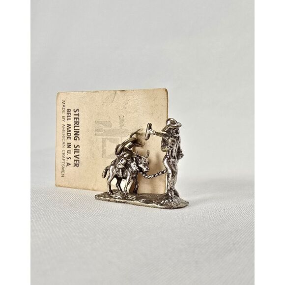 Vintage Bell Sterling Silver State of Michigan Charm Prospector Man with Donkey - Picture 2 of 3